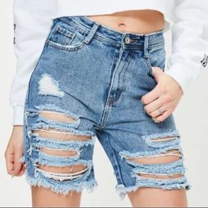 Blue longer denim shorts